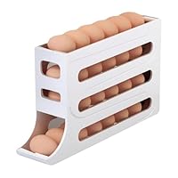 Organizador de Ovos para Geladeira com Dispensador Automático - Suporte Rolante de 4 Camadas para 28 Ovos - Economia de Espaço e Organização Perfeita na Cozinha