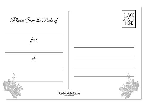 Image of Stonehouse Collection | 40 Fancy and Formal Save The Date Postcards | Wedding, Baby Shower, Birthdays, Celebration Announcements | Great For Any Occasion | 4 inch x 6 inch Postcards - Made in the USA