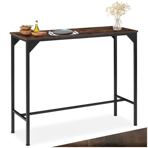 tectake® Mesa Comedor con Diseño Industrial Delgado, Pies Ajustables, Mesa Madera Comedor, Muebles de Cocina, Muebles de Salon   120 x 40 x 100,5 cm Madera Industrial Oscura, Rústica
