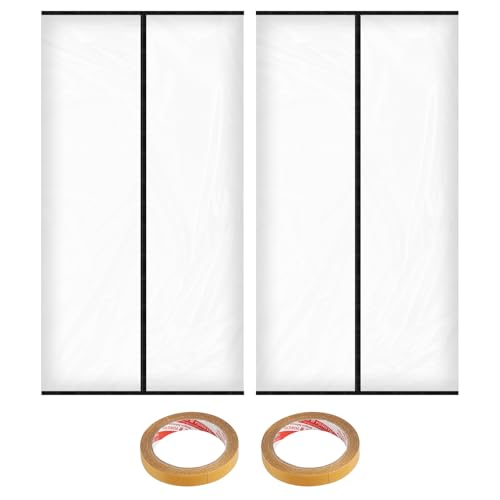 CPROSP 2pcs Puerta Antipolvo para Obras con Cierre Magnético 120×220cm, Puerta Plastico Cremallera con 2× Cinta de Doble Cara, Cortina Antipolvo de EVA para Renovación & Obras
