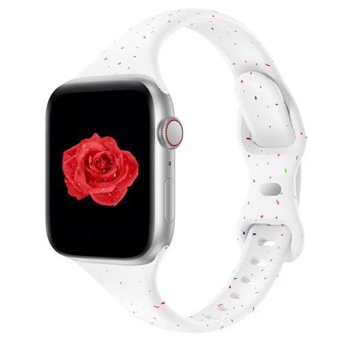 Image of Thin Slim Band Compatible with Apple Watch 38mm 40mm 41mm 42mm 44mm 45mm 46mm 49mm, Narrow Replacement Soft Silicone Sport Strap Wristbands for iWatch Series 11 /10 /9 /8 /7 /6 /5 /4 /3 /2 /1 Ultra SE Women Men