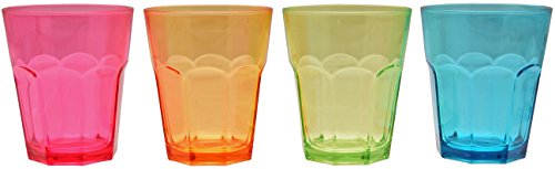 Flamefield Assorted Colour Acrylic Soda Glasses - Pack of 4