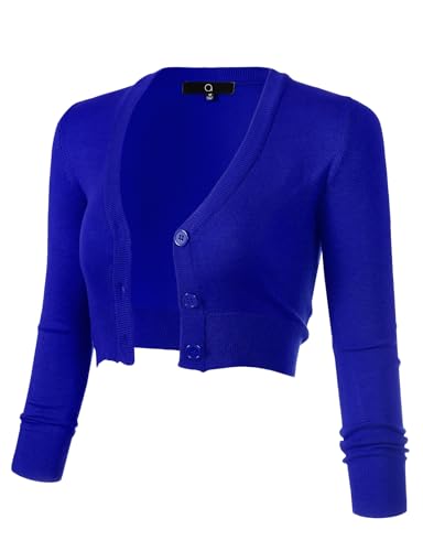Image of Allsense Women's Cropped Bolero Shrug Cardigan | 3 /4 Sleeve, Button Down, Lightweight Knit Sweater
