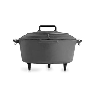 Volcano Grills Cast Iron Vintage Style Dutch Oven for Camping, 8 quarts, Black