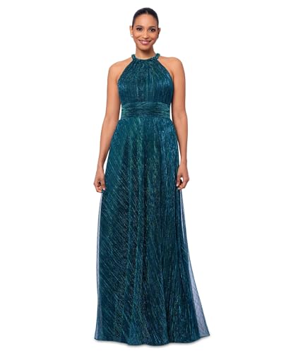 Betsy & Adam Women's Long Braided Halter Tie Back Dress