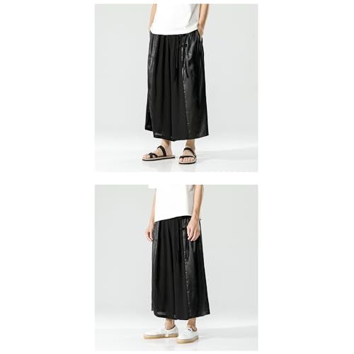 Seidarise Men's Pants Straight Baggy Wide Leg Stretch Elastic Waist Drawstring Relaxed Fit Trousers Pant2