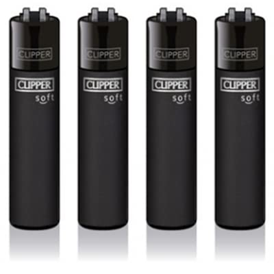 Original Clipper Feuerzeuge Einfarbig 4er Set (z.B. Soft Touch, Crystal, Metalic, solid Fluro) + 1 Clipper DHOBIA Feuerzeug GRATIS (Soft Touch S.E. 2...