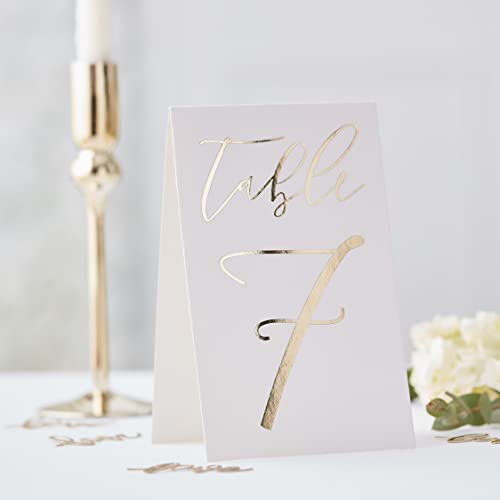 Ginger Ray Lot de 12 numéros de table de mariage en feuille d'or Cover