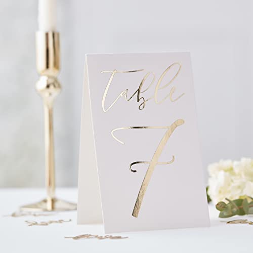 Ginger Ray Lot de 12 numéros de table de mariage en feuille d'or 1 à 12 décorations