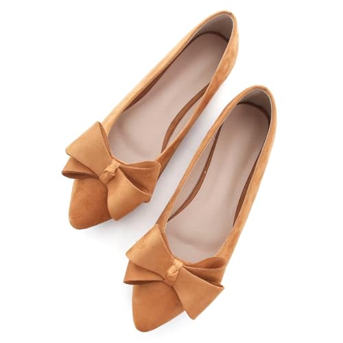 Image of TN TANGNEST Flats Shoes Women Comfort Casual Loafers | Classic Pointed Toe Bowknot Flats Cute Slip On Flats, Wear to Work Travel Walk