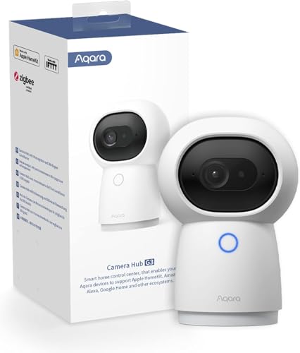 Aqara 2K Sicherheitstür-Kamera Hub G3, AI Gesichts- und Gestenerkennung, 360° Betrachtungswinkel durch Schwenken und Neigen, Funktioniert mit HomeKit Secure Video, Alexa, Google-Assistant, IFTTT