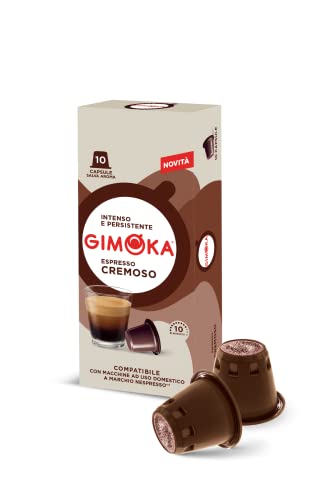 Gimoka Mezcla de Café Espresso Cremoso, intensidad 10/13-100 Cápsulas - Compatibles con Máquinas de Café Nespresso* para uso doméstico - Producido en Italia - 10 paquetes de 10