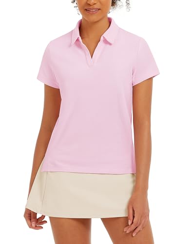 Stelle Women Golf Polo Shirts Tennis Shirt Short Sleeve V Neck Quick-Drying Collared Top