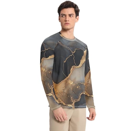 Marble Black Beige Long Sleeves UPF 50+ Loose Type Loose Rash Guard Long Sleeve Outdoors3