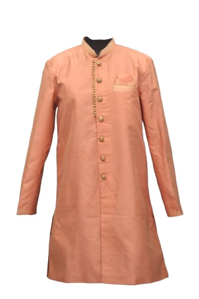desi butik Men's Blue Silk Blend Majestic Sherwani with Pyjama DBOS1037-picture-8