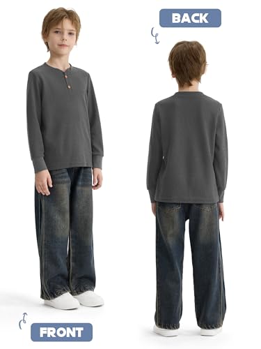 Resinta 4 Pack Toddler Boys Henley Long Sleeve Shirts Boys Waffle Henley Knit Thermal Tops for Daily Wear Running Outdoors4