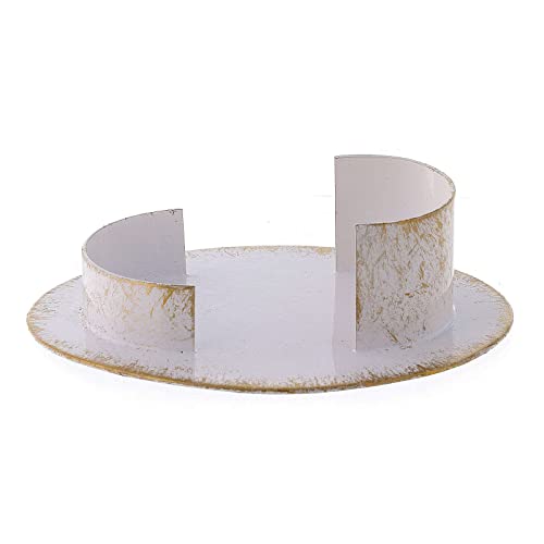 Oval Candle Base in White Golden Brass 9x5 cm