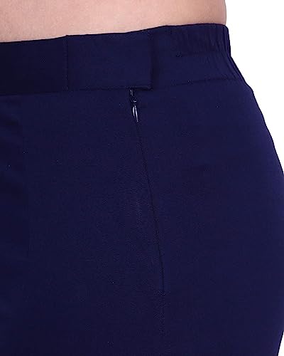 Image of POPWINGS Women Casual Mid Rise Stretchable Red Cotton Trouser
