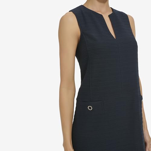 Image of Tommy Hilfiger Women's Sleeveless Split Neck Solid Jacquard Knit Dress