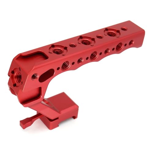Image of NATO Top Handle, Quick Release NATO Grip with 4 Cold Shoe Adapters for DSLR Camera Cage, Universal Top Handle with 3 /8-16 and 1 /4-20 Thread Holes (Red)