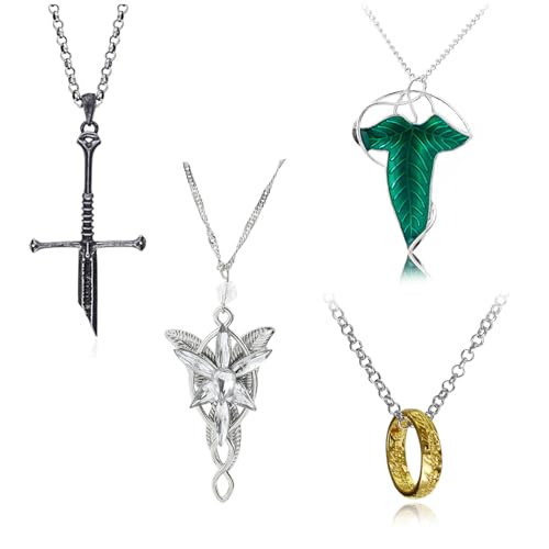 JinYu 4 Pcs Lord. Leaf Necklace Princess Chain Broken Sword Necklace for Men Women
