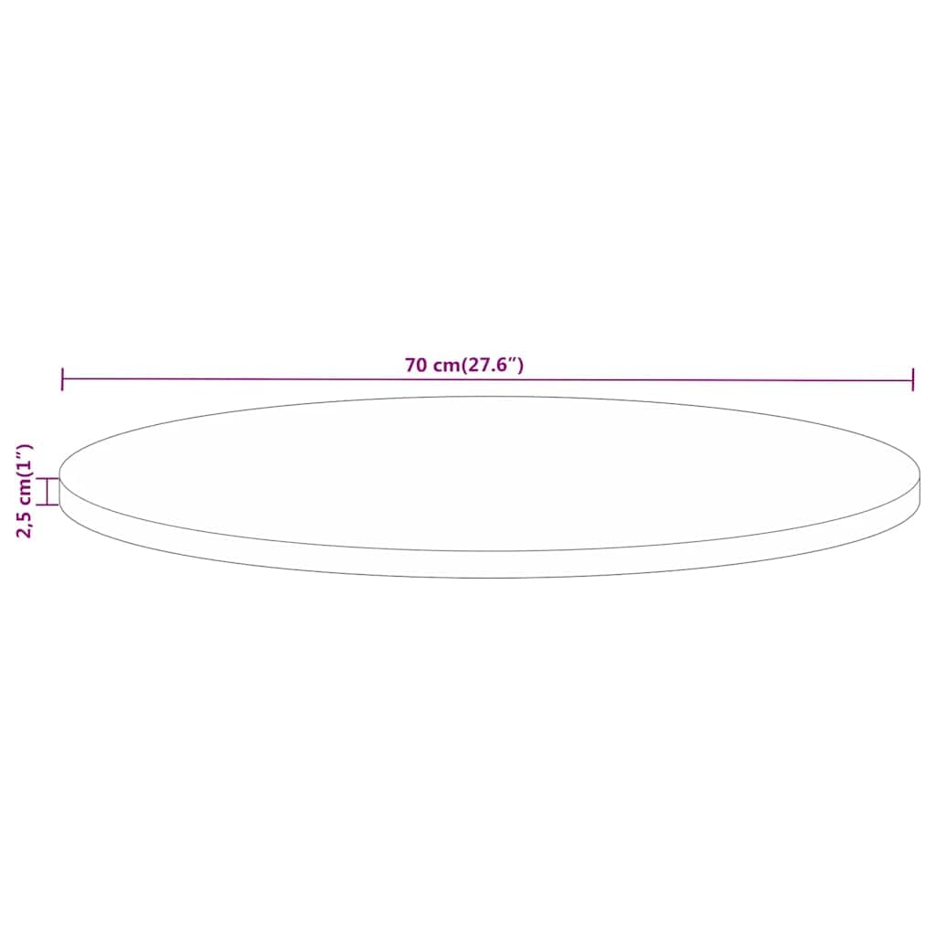 vidaXL Tablero de Mesa Redondo Madera Maciza de Mango Ø 70x2,5 cm, 370076
