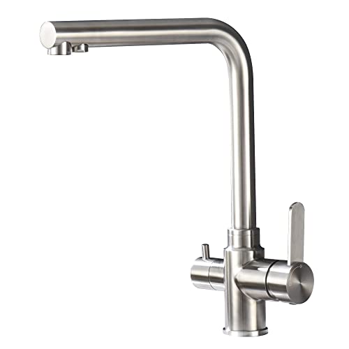 Sumerain grifo de cocina de 3 vías, 3 en 1 grifo mezclador de cocina conectar filtro ahorro de energía, grifo de cocina con grifo de filtro(acero inoxidable) Cover