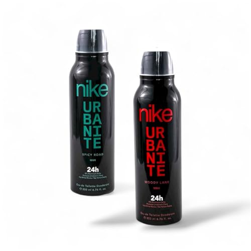 Nike Urbanite Deodorant for Men, Spicy Road & Woody Lane, Pack of 2 x 200ml | Long-Lasting Fresh Scent