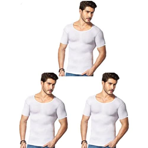 Dixcy Men's Vest Half Sleeve White Set of 3 pc-picture-55