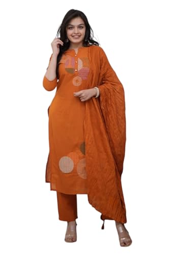 Kurta imprimé orange Yashika : finis les ensembles ternes, osez la couleur ethnique en taille M