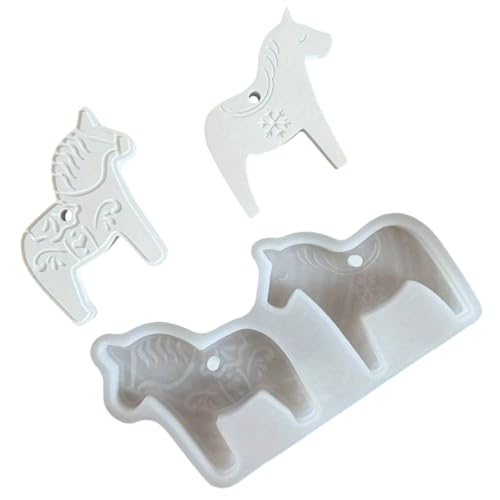Snorvixre Moule en silicone efficace à double cheval, outil de bricolage de Noël pour projets de résine de bougie, cadeau, Dalas, moule cadeau de Noël fait...