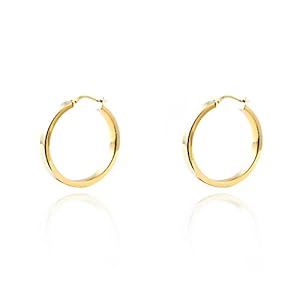 Damesoorbellen creolen 29×4 mm – geelgoud 18 karaat (750)