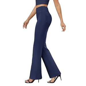 Womens Bootcut Dress Pants Business Casual Work Pants with Pockets High Waist Stretchy Trousers Pull On Office Slacks