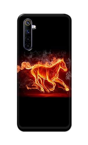 Image of PRINTFIDAA Printed Hard Back Cover Case for Realme 6 Pro Back Cover (Fiery Horse) -112