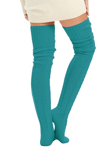 Image of Women's Thigh High Knitted Winter Boot Socks Vintage Extra Long Leg Warmer Over Knee High Stockings