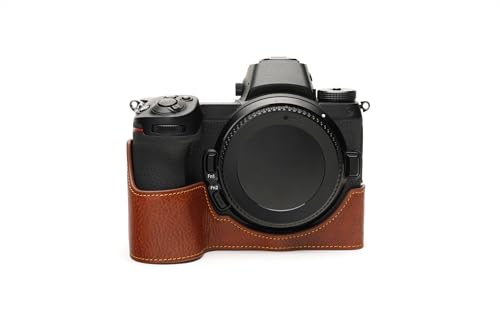 Coque Nikon Z5 cuir véritable roux contre chocs et rayures