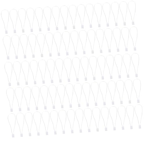 CANIGHT 1000pcs Sling Hanging Ropes Writable Garment Tag Labeling Ties Tag Little Hand Bell Shop Accessory Fasteners for Crafts Bag Seal Lock Secure Tag Ropes White Plastic