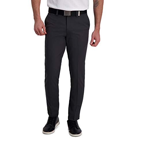 HAGGAR Men's Cool Right Performance Flex Solid Slim Fit Flat Front Pant ...