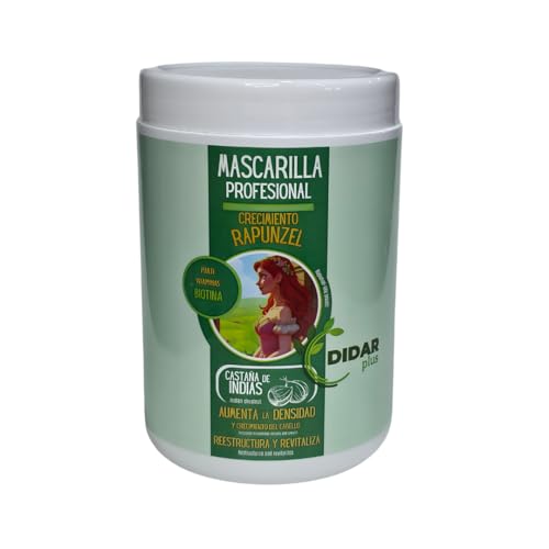 Didar Plus Mascarilla Profesional Crecimiento Rapunzel 1000ml | Con Biotina, Castaña de Indias y Vitaminas | Hidratación Profunda y Reparación Capilar | Fortalece, Revitaliza y Aumenta la Densidad del