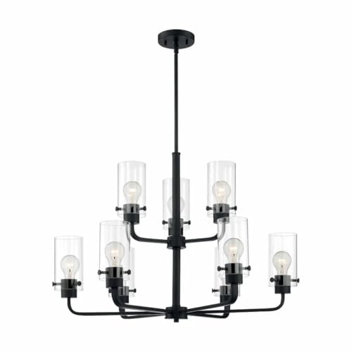 Image of Nuvo 60 /7179 Sommerset 9-Light Chandelier with Clear Glass, Brushed Nickel Finish