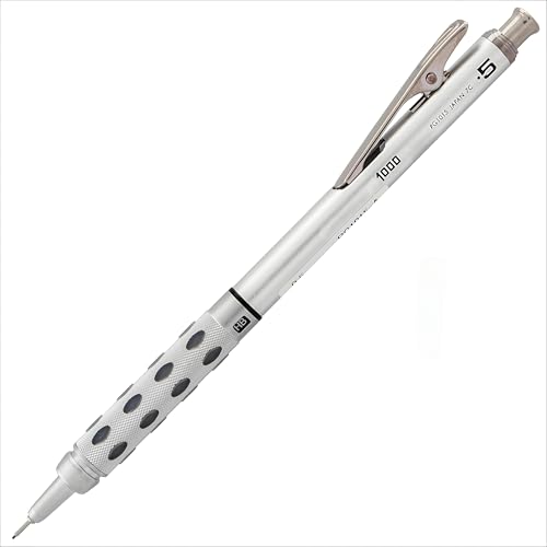 Image of 1000 0.5 MM Mechanical Drafting Pencil | Metal Clip With Retractable Mechanism | Dual Metal & Rubber Grip | Pack Of 1 | Silver & Black (PG1015)