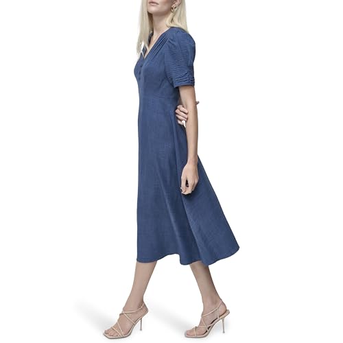 Image of DKNY Women's Short Sleeve Button Front Fit & Flare Midi Dress