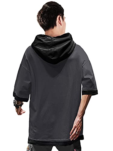 Image of EYEBOGLER Men's Trendy Hooded Neck Half Sleeves Solid T-Shirt