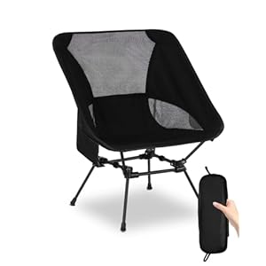 Portable Folding Camping Chairs, Ultralight Aluminum Folding Chairs, 150KG Load Capacity, 3 Sides Breathable Mesh & Side Pocket, Backpack, for Outdoor Camping, Picnic, Travel, Hiking, Black