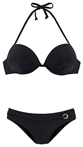 Bruno Banani Damen Push Up Bügel Bikini (Schwarz, 36C)