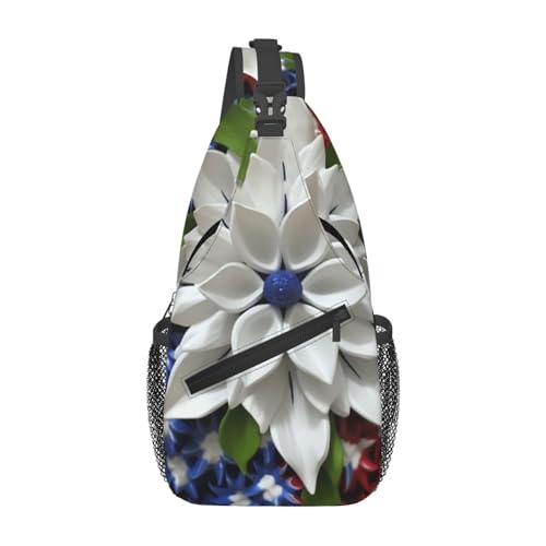 Bolso cruzado con diseño floral patriótico para hombre y mujer miniatura 1
