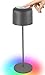Lampada da tavolo ricaricabile senza fili RGBW Touch LED Lampada da comodino di ricarica USB per camera da letto, lavoro, ristoranti, cene romantiche, feste (grigio metallo)
