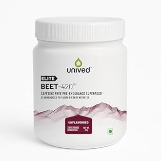 Unived Elite Beet-420 | Beetroot Extract standardized to 6.5% Dietary Nitrate, 420mg Nitrate Per Serving | Endurance Superfood for Athletes | Vegan, Caffeine-Free, Pre-Workout Powder| 20 Servings