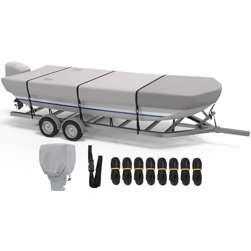 RVMasking Jon Boat Cover - 14-16ft Boat Cover with Motor Cover, 1400D Heavy Duty Front Reinforced...