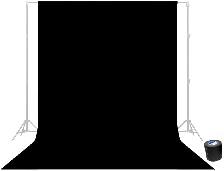 Seamless Background Paper - #20 Black (107 in x 36 ft) with Free 2" x 4yd Black Gaffer Tape
